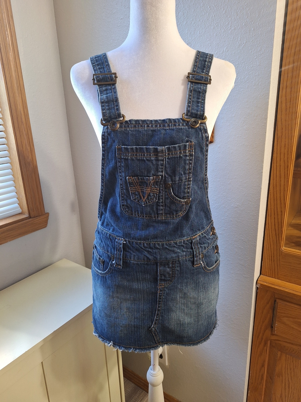 Y2K No Boundaries Blue Denim Overall Skirt Dress